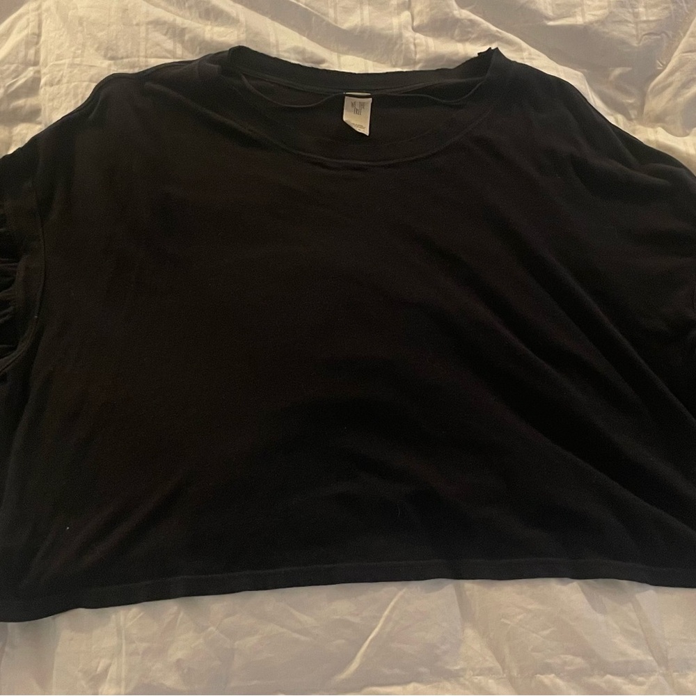 We The Free Black Crop Top With Puffy Sleeves